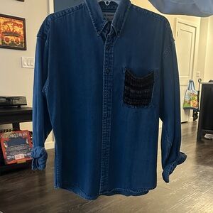Wrangler Dark Blue Shirt with Black Accents